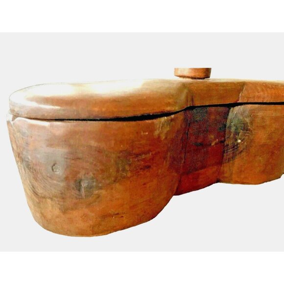 Burl wood Hand Carved Spice Box Early 19c Antique Pennsylvania Kitchenware - Picture 2 of 11